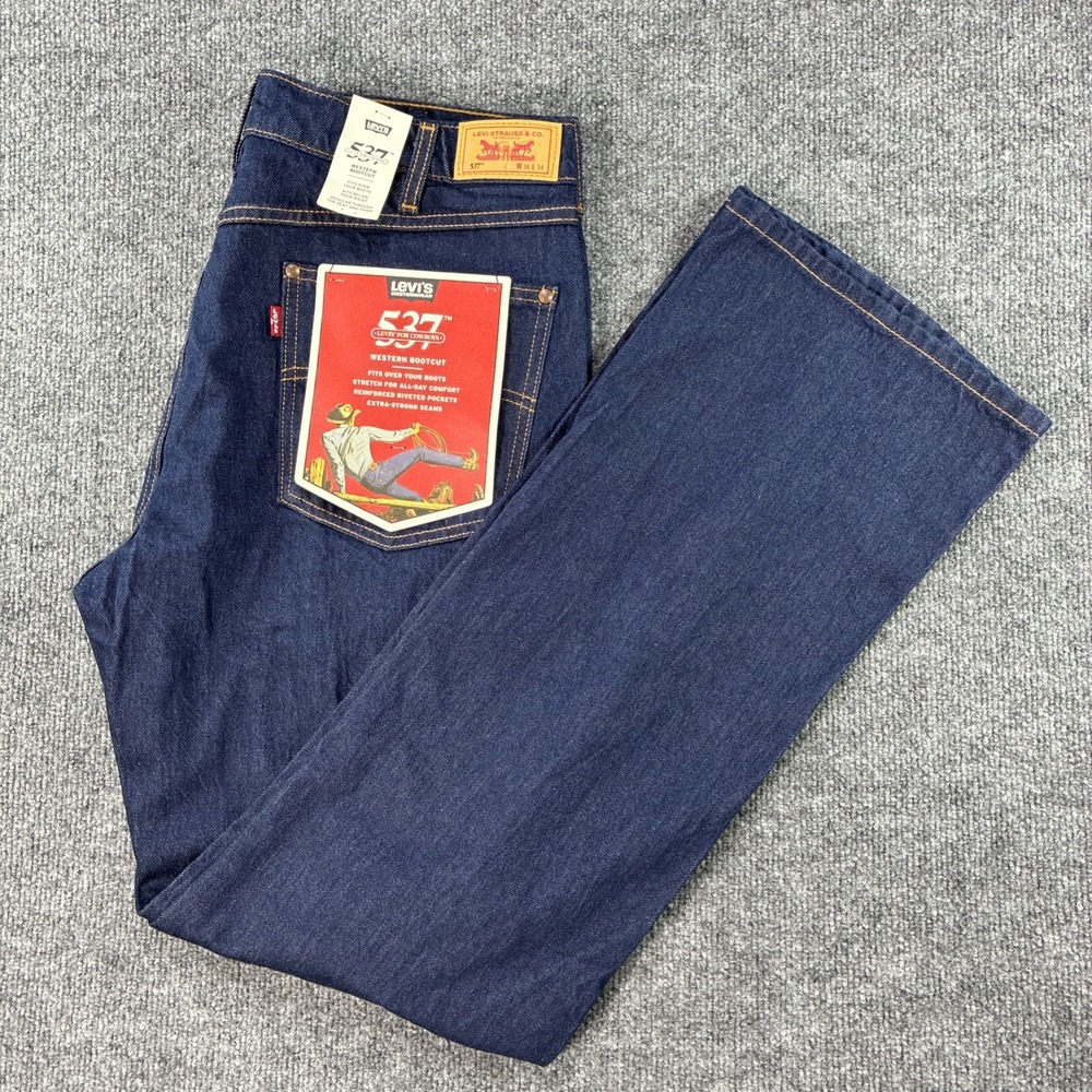 Levi's 537 Western Wear Bootcut Jeans Men's 36x34 Dark Blue Stretch Cowboy NWT